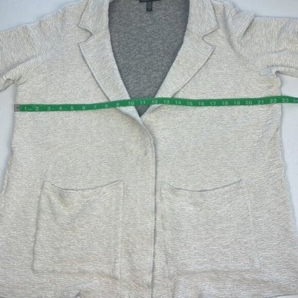 Eileen Fisher Blazer Crinkle Texture Fabric Tencel Jacquard Knit Cream 1-Snap L - Picture 4 of 9